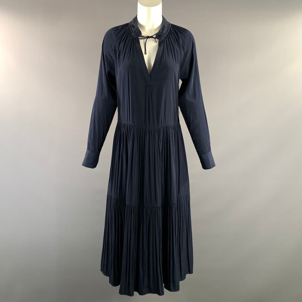 BROCHU WALKER Size XS Navy Polyester Pleated Long Dress